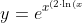 \displaystyle{y = e^{x^{(2 \cdot \ln(x))}}